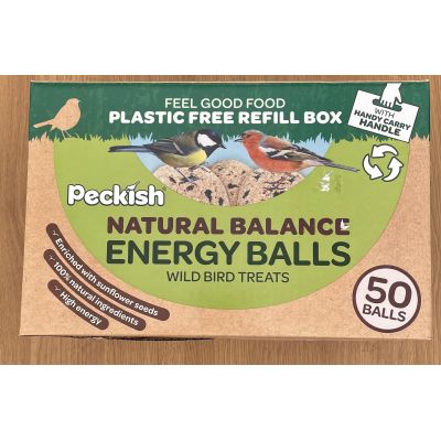 PECKISH NATURAL BALANCE ENERGY BALLS 50 RECYCLABLE REFIL BOX