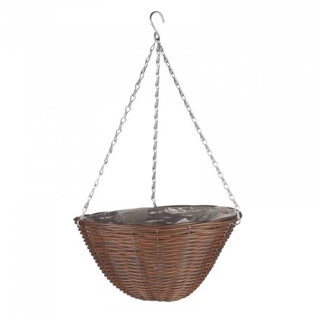 14IN CHESTNUT FAUX RATTAN HANGING BASKET - image 2