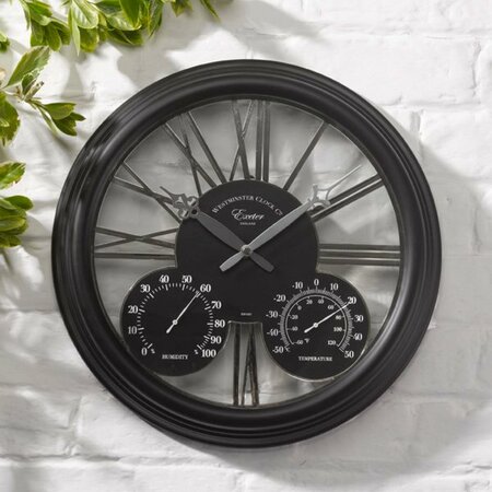 WALL CLOCK & THERMOMETER 15IN