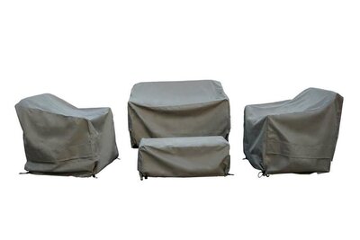 2 SEAT SOFA WITH 2 SOFA CHAIRS & COFFEE TABLE SET COVERS - KHAKI