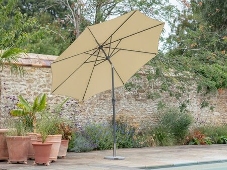 SANTORINI 3M 8 RIB CRANK HANDLE TILT PARASOL - SAND - image 1