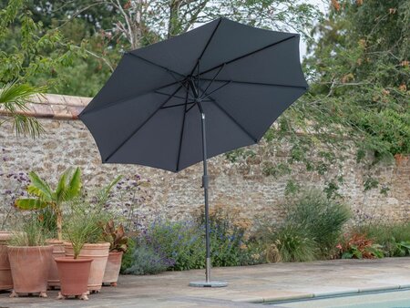 SANTORINI 3M 8 RIB CRANK HANDLE TILT PARASOL - GREY - image 2